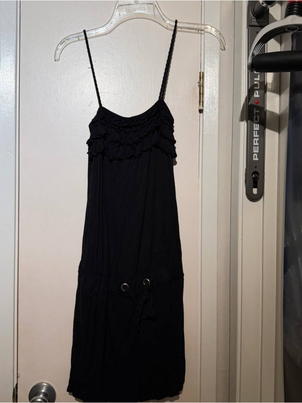 Black Ruffle Spaghetti-Strap Romper